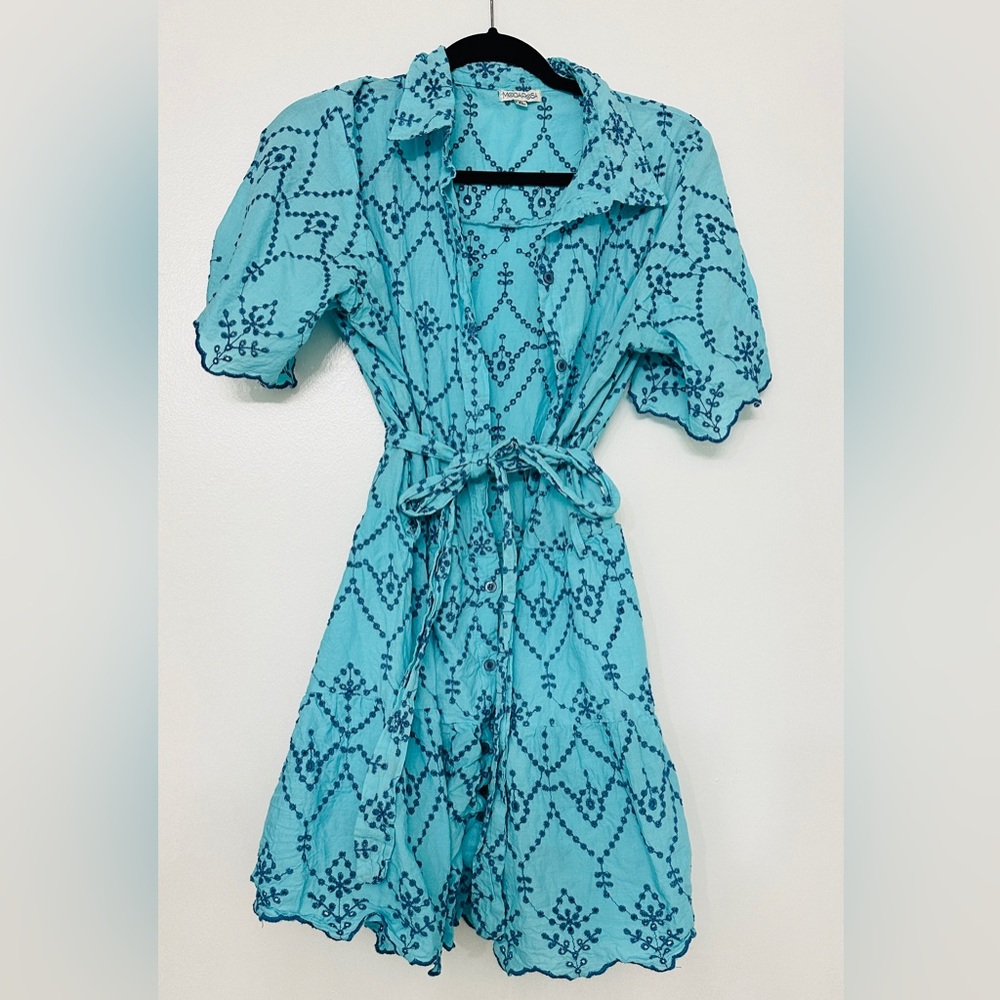 Blue eyelet dress